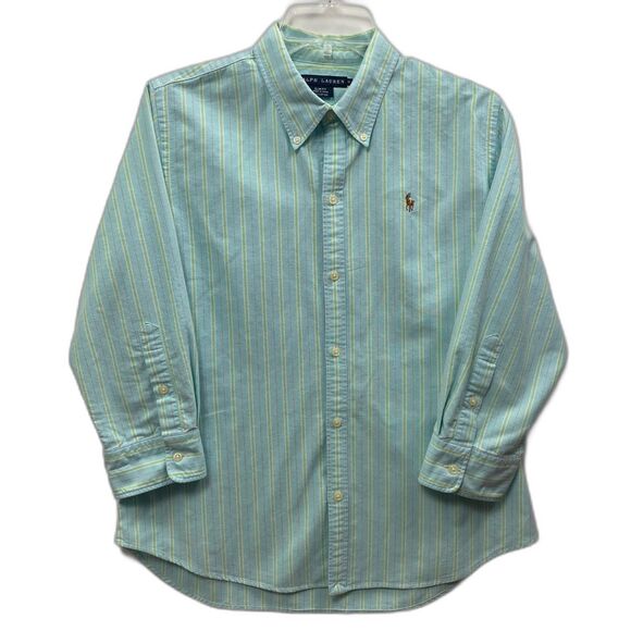 Ralph Lauren Blue Label Tops - Ralph Lauren Blue Label S12 Women Blue striped Button Down Logo Embroidered Pony